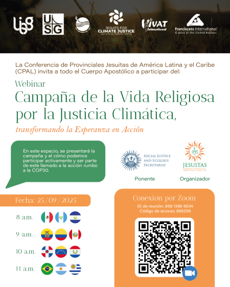 Webinar "Campanha da Vida Religiosa pela Justiça Climática, transformando a esperança em ação"