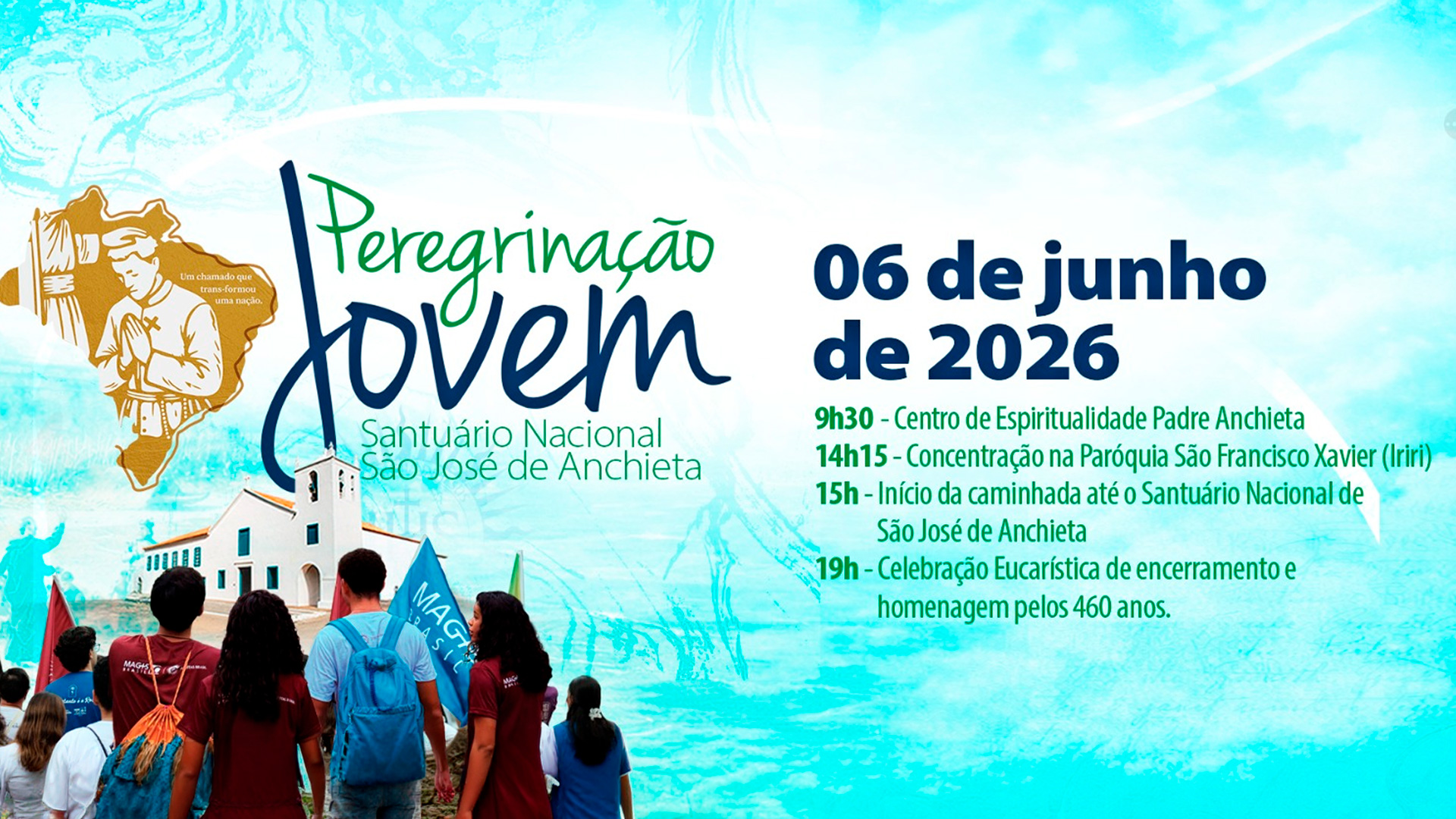 Peregrinação Jovem 2026 mobiliza juventudes em Anchieta (ES)
